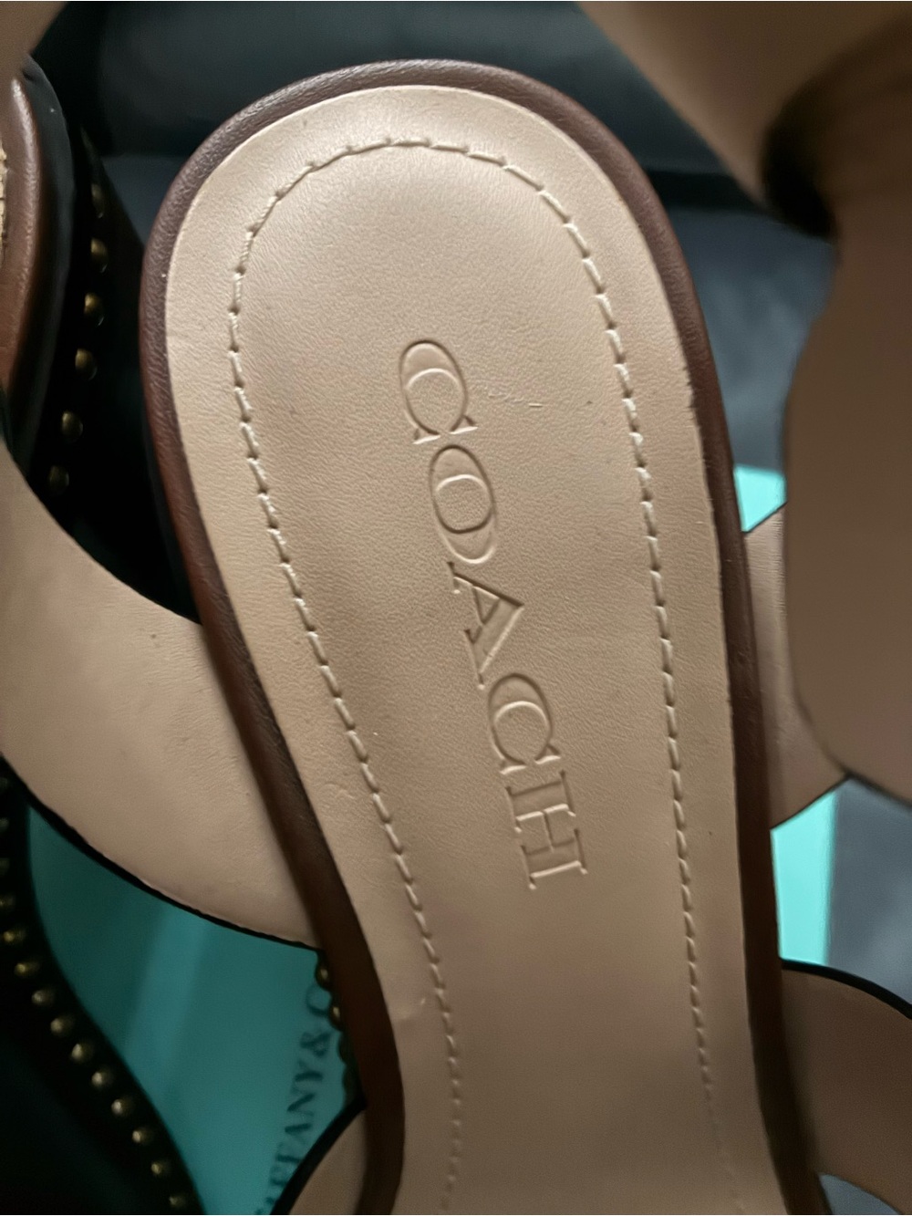 Coach Black Studded Platform Heel Sandals with Buckle Strap - Picture 3 of 6